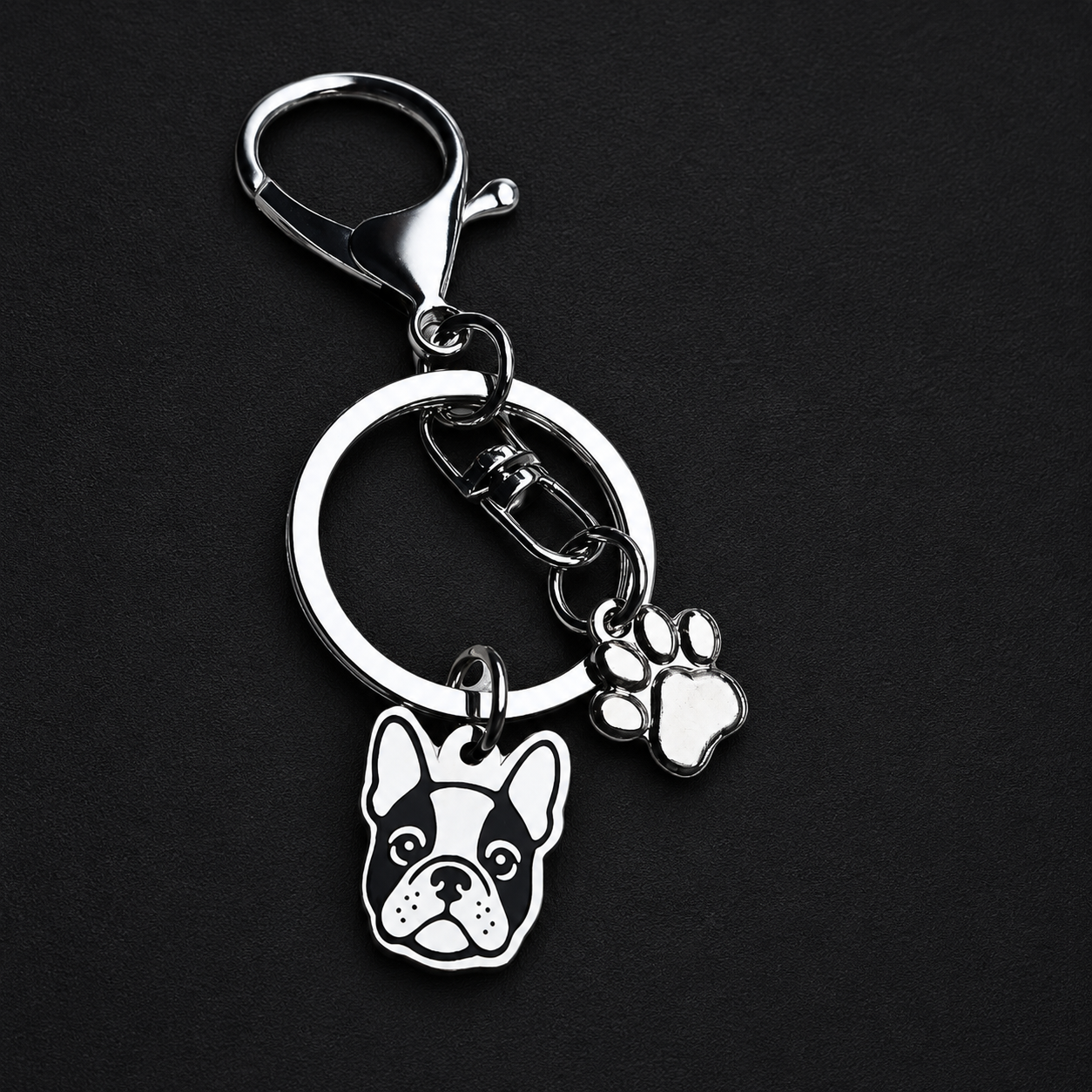 Llavero X2 charms PERRO + Huella Plateado