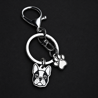 Llavero X2 charms PERRO + Huella Plateado