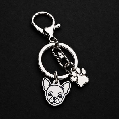 Llavero X2 charms PERRO + Huella Plateado