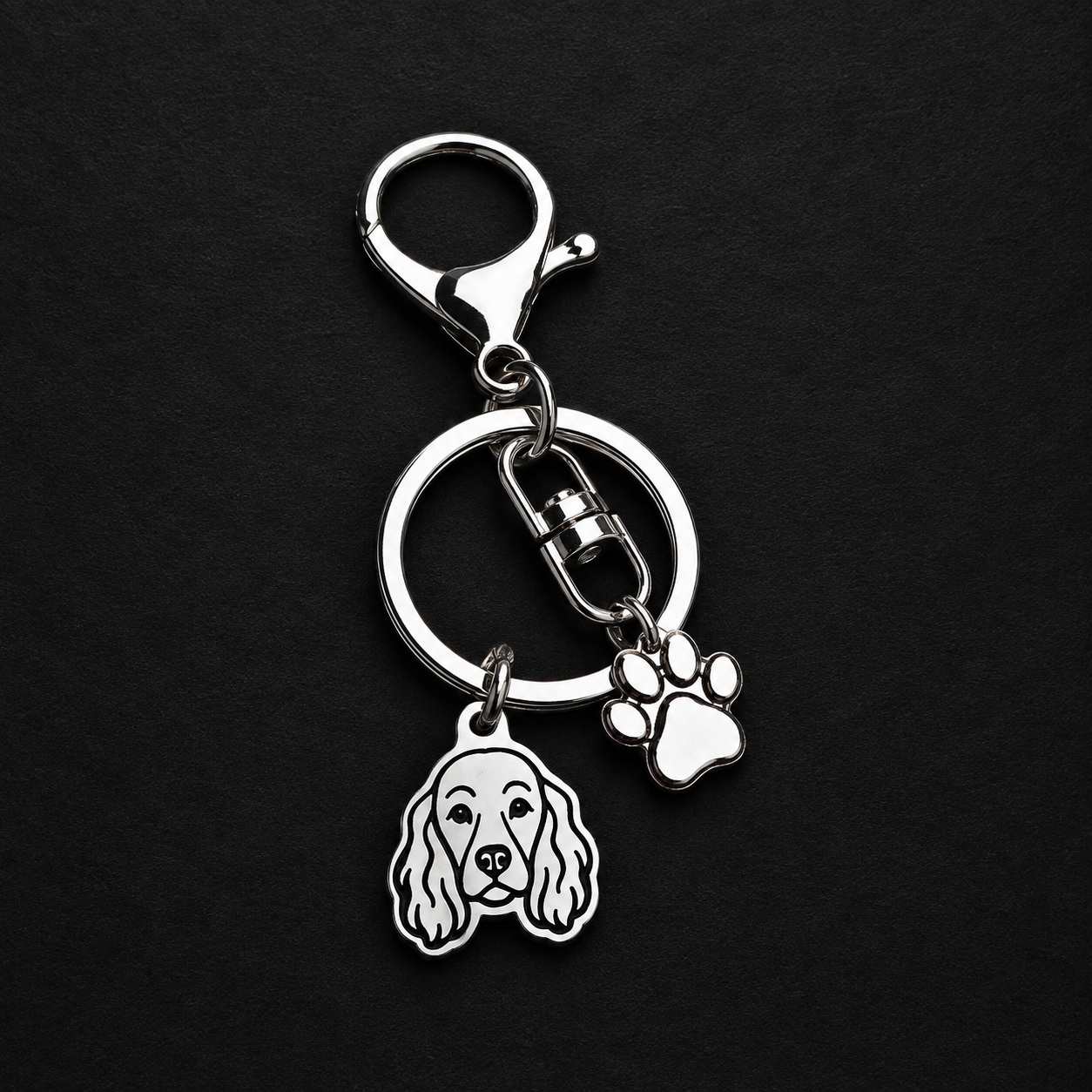 Llavero X2 charms PERRO + Huella Plateado