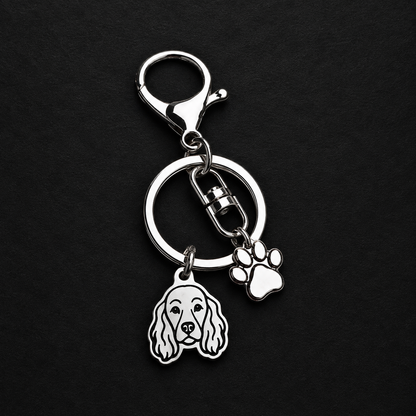 Llavero X2 charms PERRO + Huella Plateado