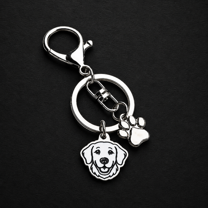 Llavero X2 charms PERRO + Huella Plateado