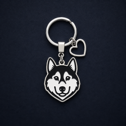 Llavero PERRO + Corazón Plateado