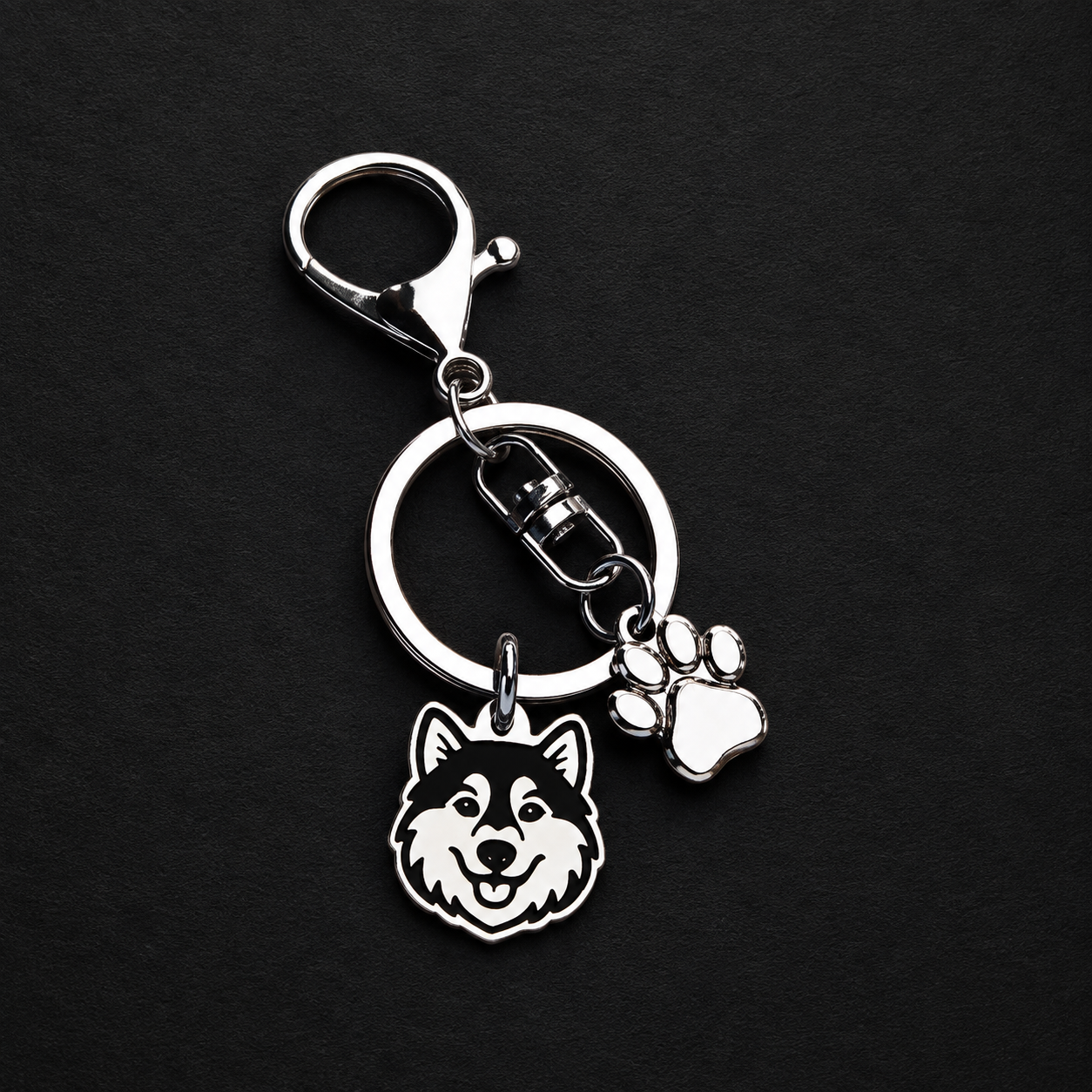 Llavero X2 charms PERRO + Huella Plateado