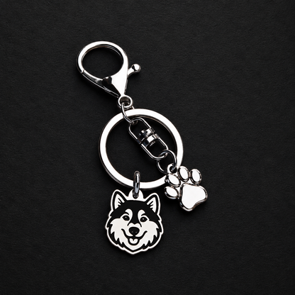 Llavero X2 charms PERRO + Huella Plateado