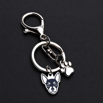 Llavero X2 charms PERRO + Huella Plateado