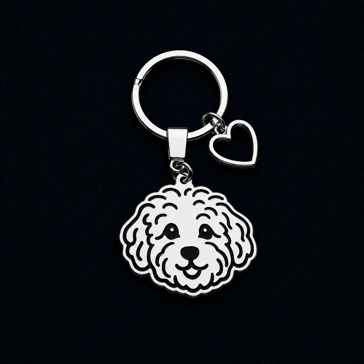 Llavero PERRO + Corazón Plateado