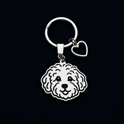 Llavero PERRO + Corazón Plateado