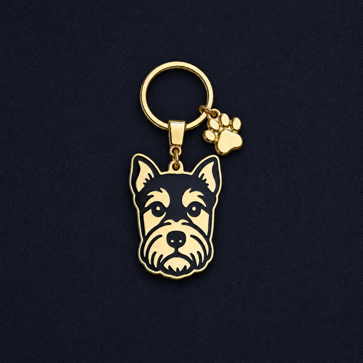 Llavero PERRO + Huella Dorado