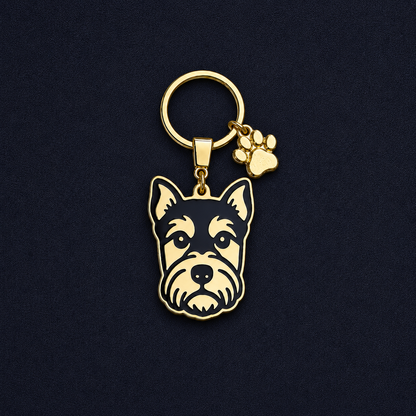 Llavero PERRO + Huella Dorado
