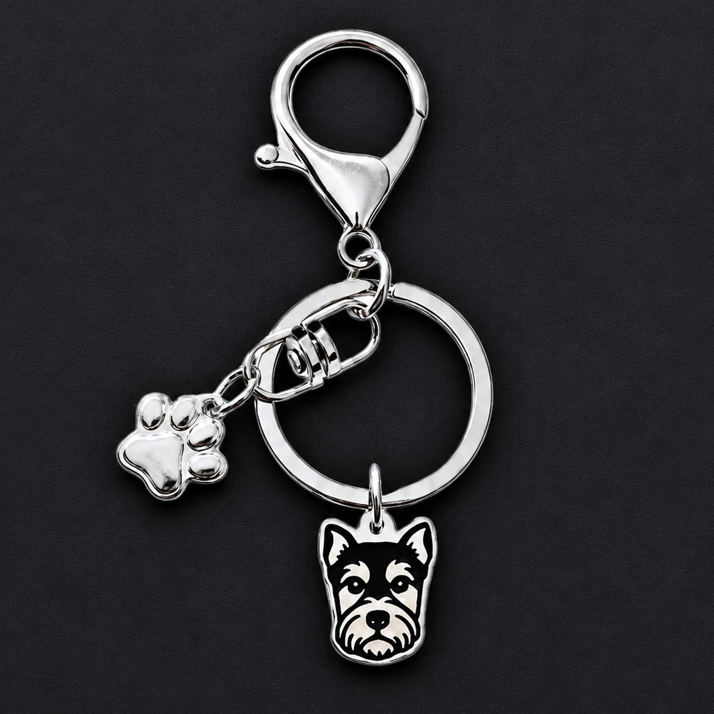 Llavero X2 charms PERRO + Huella Plateado