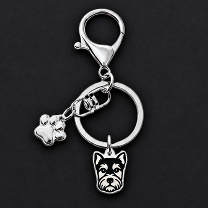 Llavero X2 charms PERRO + Huella Plateado