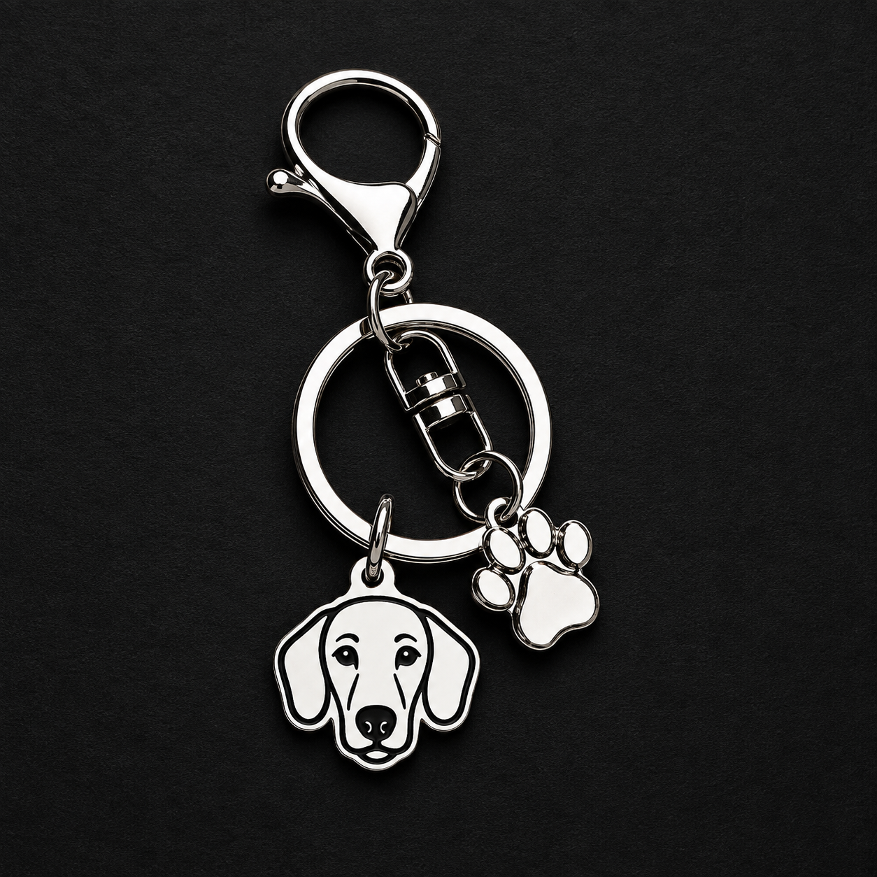 Llavero X2 charms PERRO + Huella Plateado