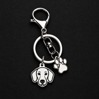Llavero X2 charms PERRO + Huella Plateado