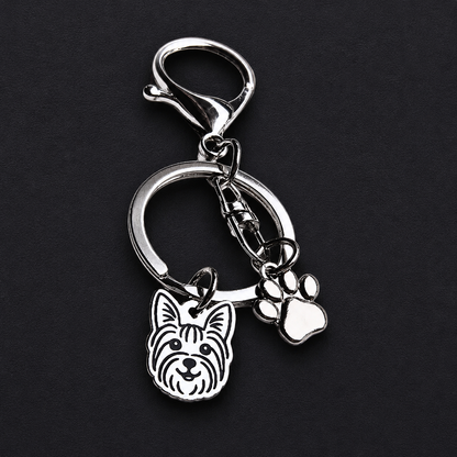 Llavero X2 charms PERRO + Huella Plateado
